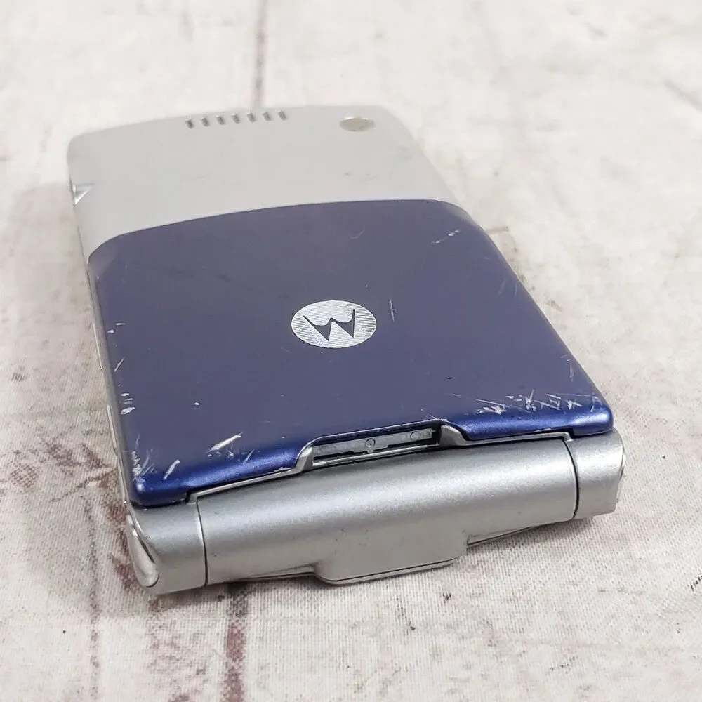 NO BATT Motorola RAZR V3 Flip Cell Phone - CINGULAR SILVER w/ Box Manual, TESTED